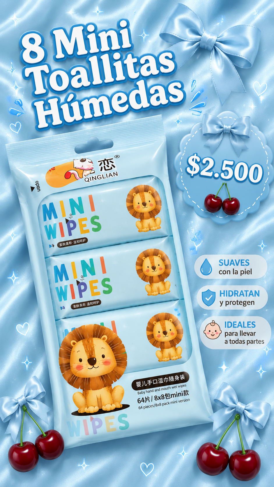 8 mini Toallallitas húmeda